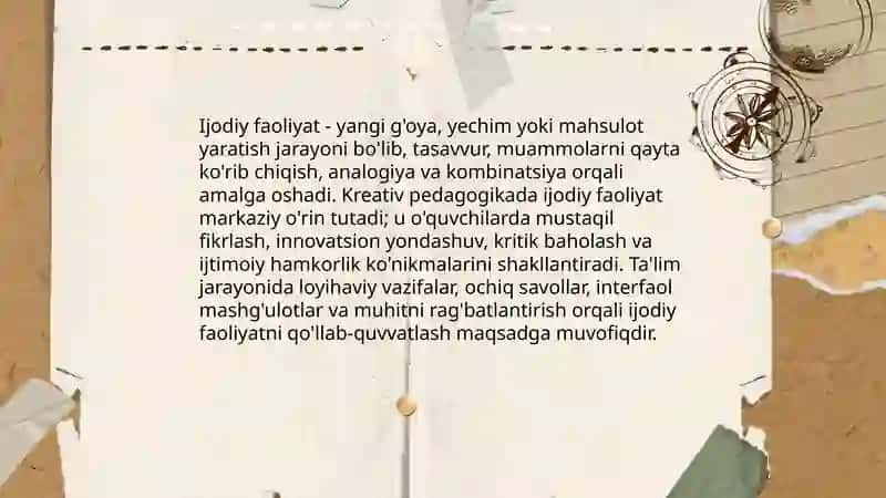 Kreativ pedagogika fanini o'qitishda o'quvchilarning ijodiy faoliyati va uning tuzilishi 3