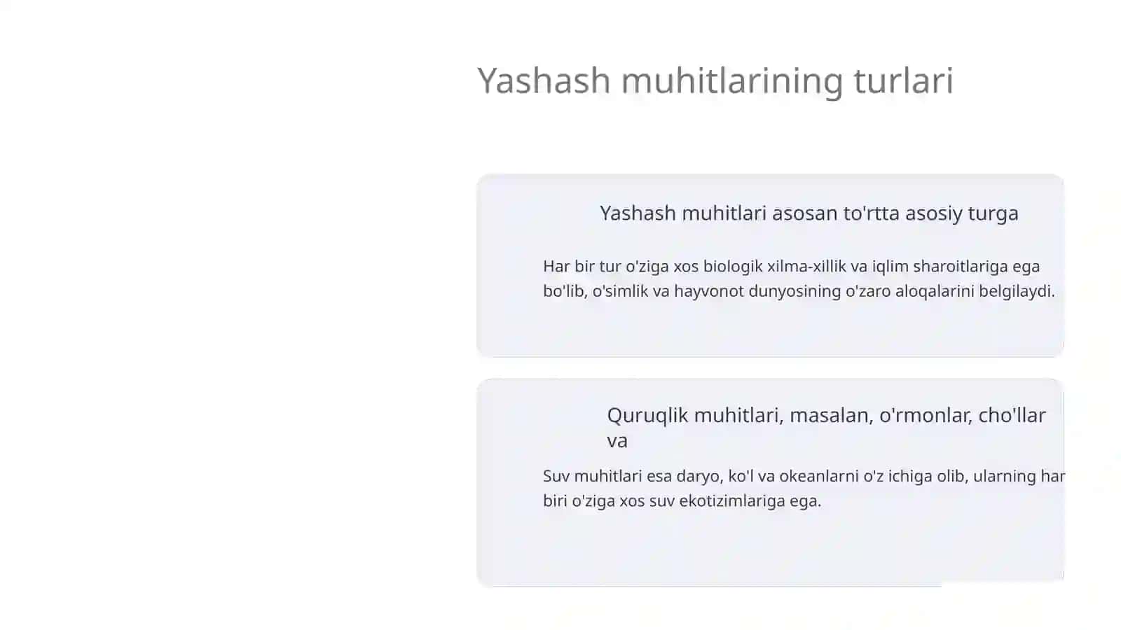 Yashash muhitlari va ularning xususiyatlari 3