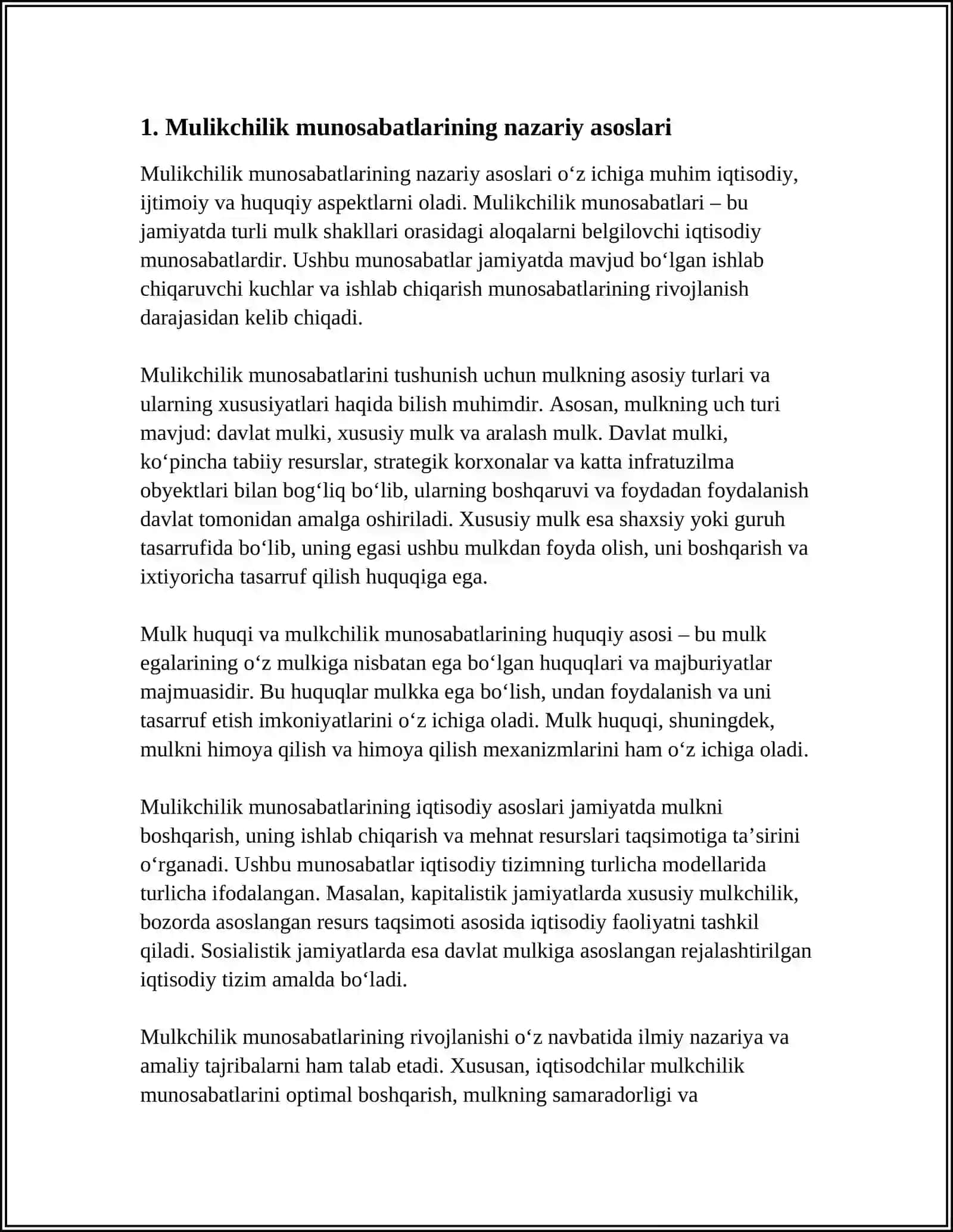 MULIKCHILIK MUNOSABATLARINING IQTISODIY MAZMUNI VA JIHATLARI 3
