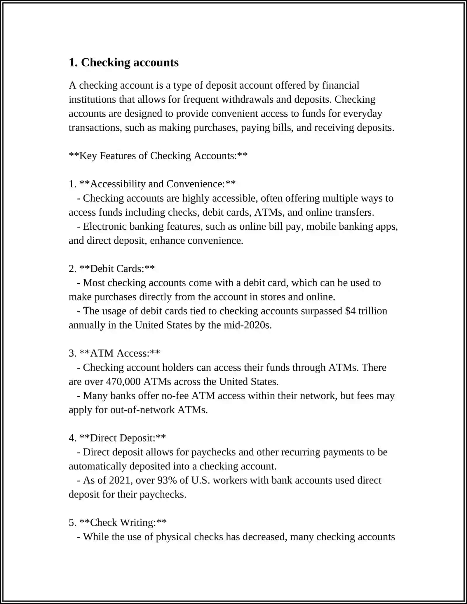 Checking accounts 3