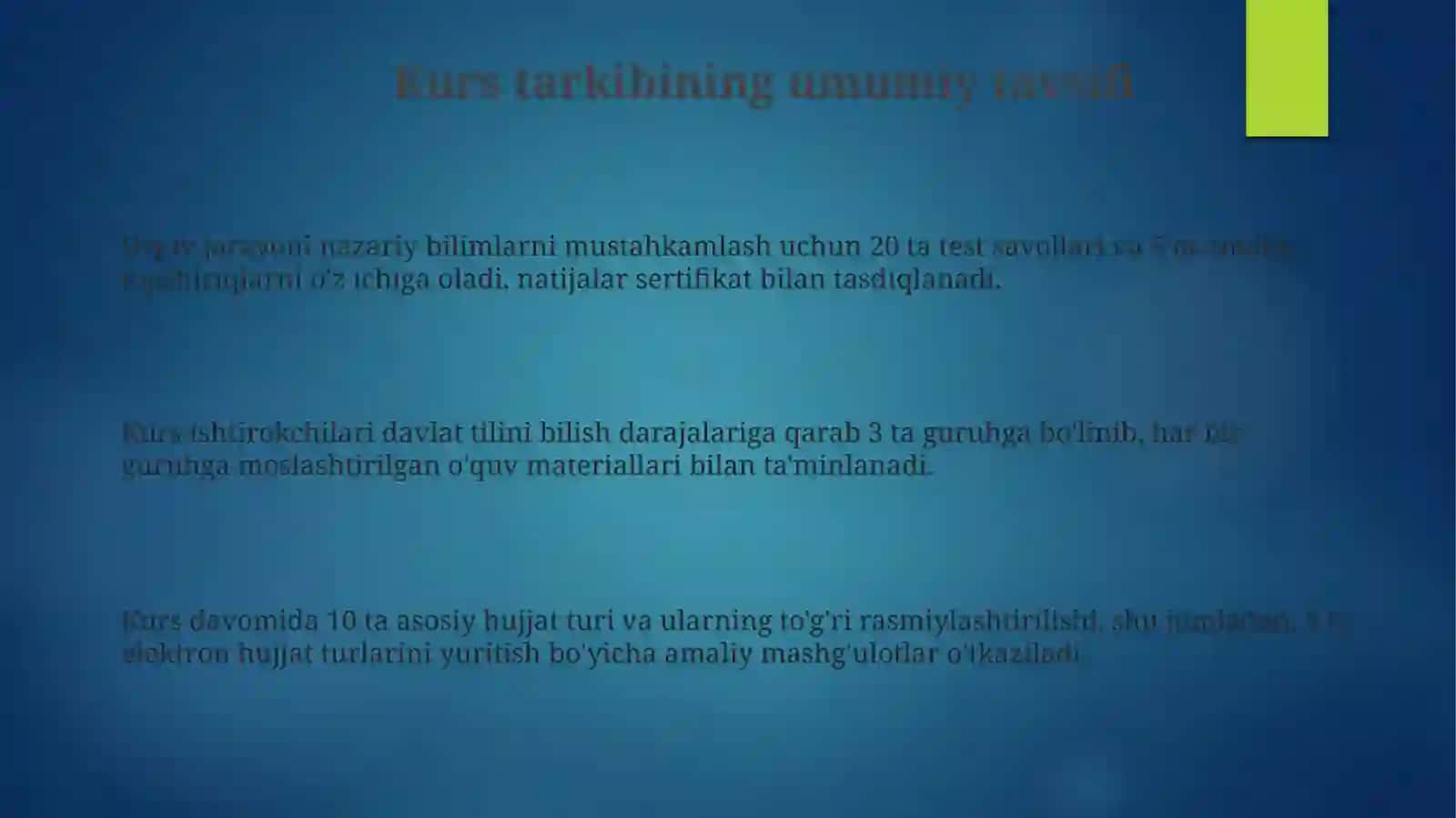 Davlat tilida ishyuritish kursi 3