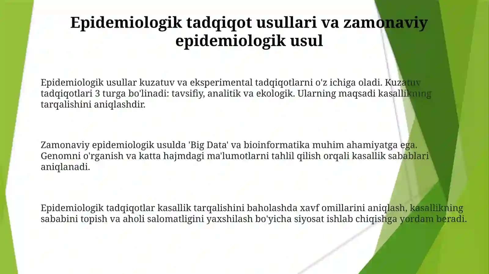 Epidemiologik tekshiruv usullari 3