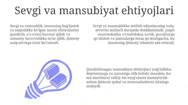 Sevgi va mansubiyat ehtiyojlari 3