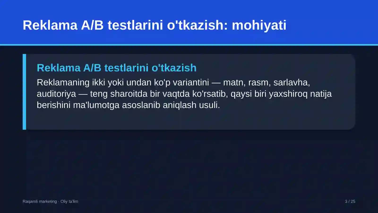 Interfeys dizayni studiyalarida reklama A/B testlarini o'tkazish 3