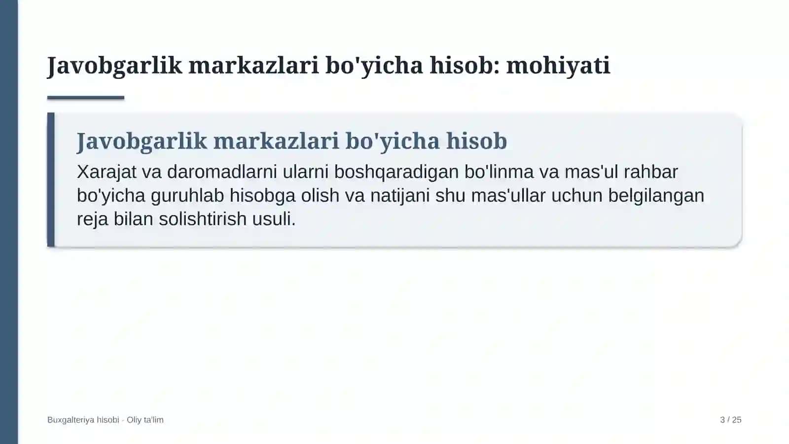 Festival turizmida xarajatlarni javobgarlik markazlari bo'yicha hisobga olish 3