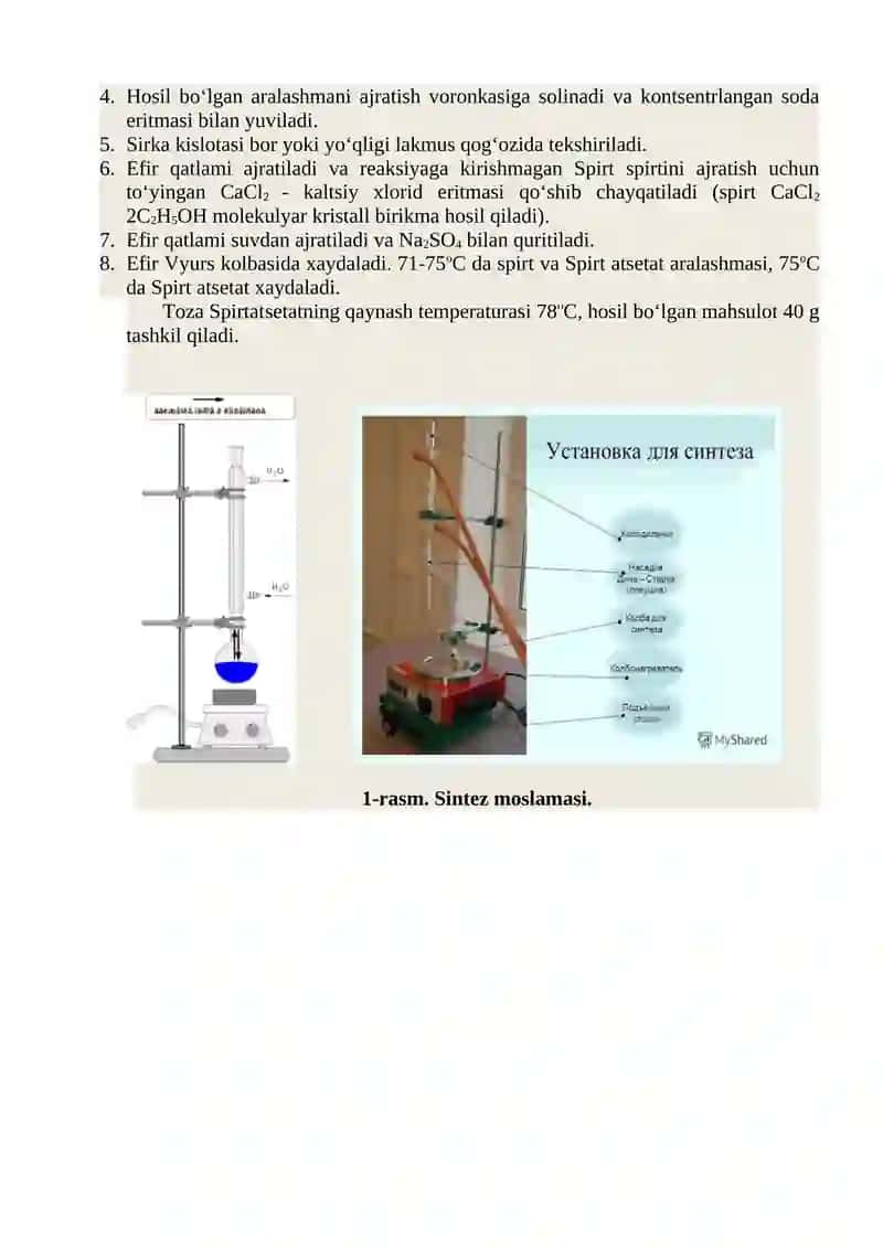 SPIRTLARNING ATSETAT SINTEZI 3