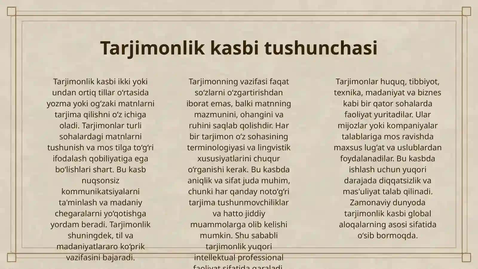 MEN TANLAGAN KASB - TARJIMON 3