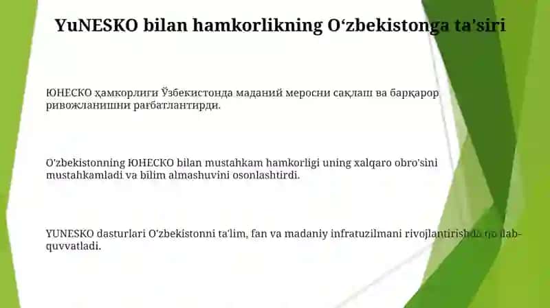O'zbekiston va Yunesko munosabatlari 3