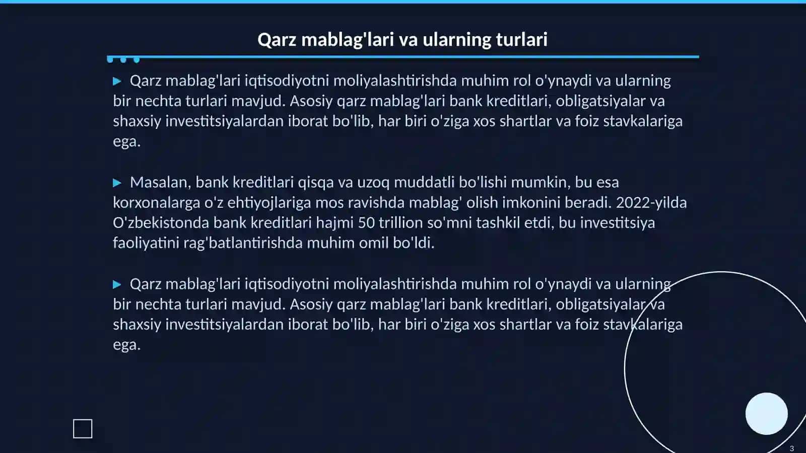 Qarz mablag'lari hisobiga investitsiyani moliyalashtirish 3