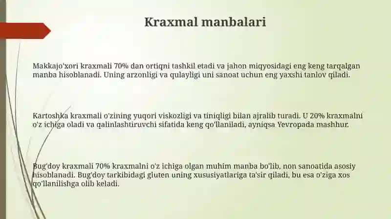 Kraxmal modifikatsiyasi va xossalari 3