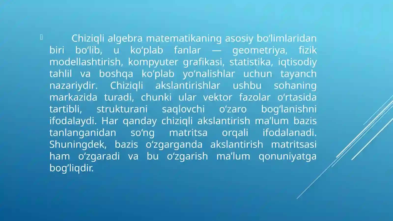 Algebra kurs ishi slayti 3