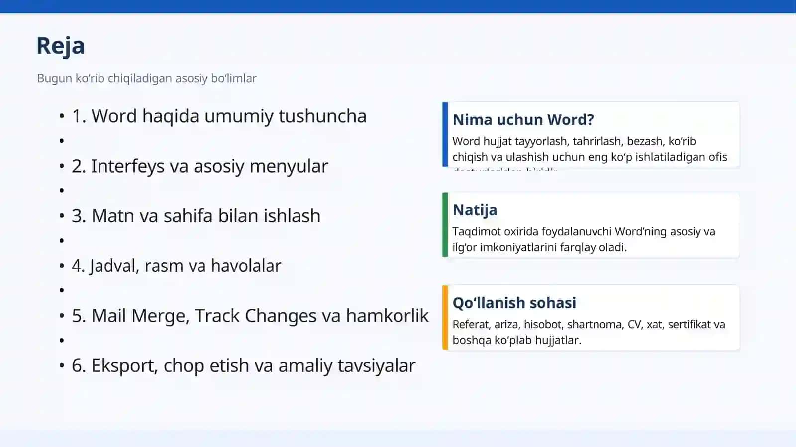 Microsoft Word dasturining imkoniyatlari 3