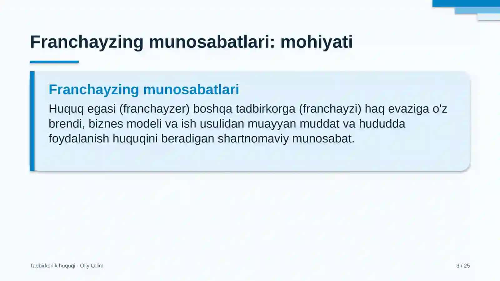Avtomobil bozorlarida franchayzing munosabatlari 3