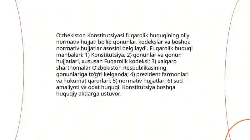 Ozbekiston Respublikasi fuqarolik huquqining manbalari 3