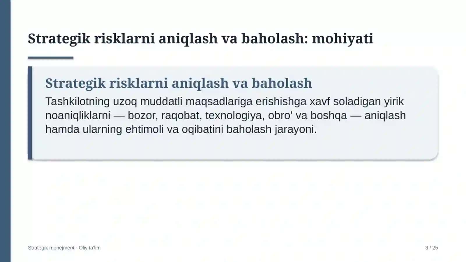 Tibbiyotda strategik risklarni aniqlash va baholash 3