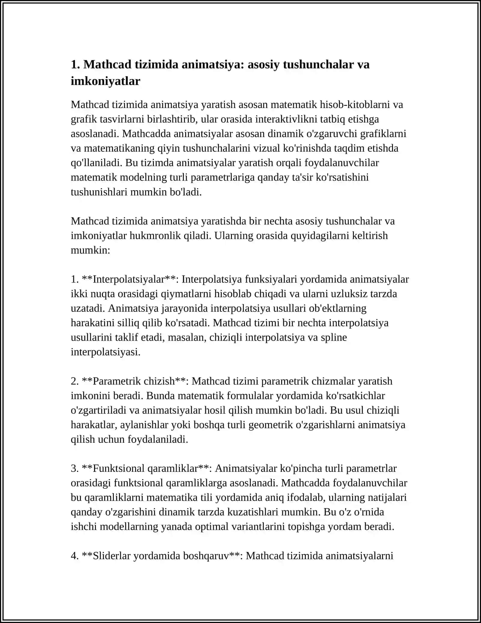 ANIMATSIYA (MATHCAD TIZIMLARIDA) 3