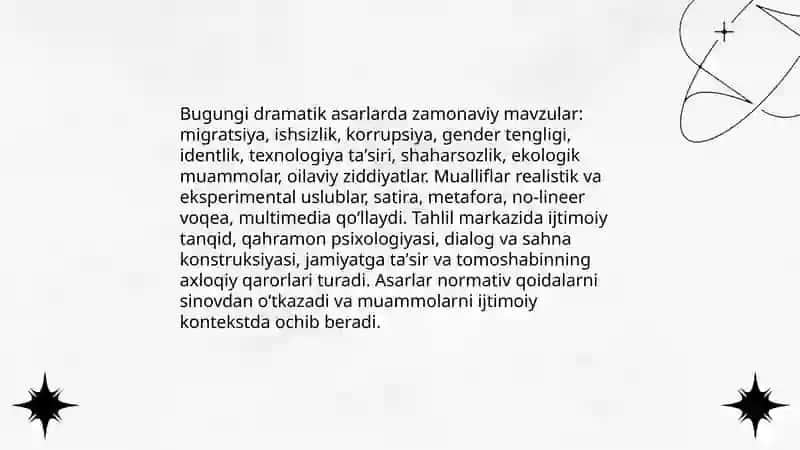 Bugungi dramatik asarlar tahlili 3