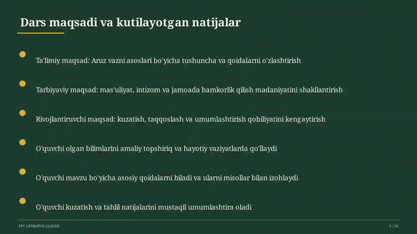 Aruz vazni asoslari (9-sinf) 3