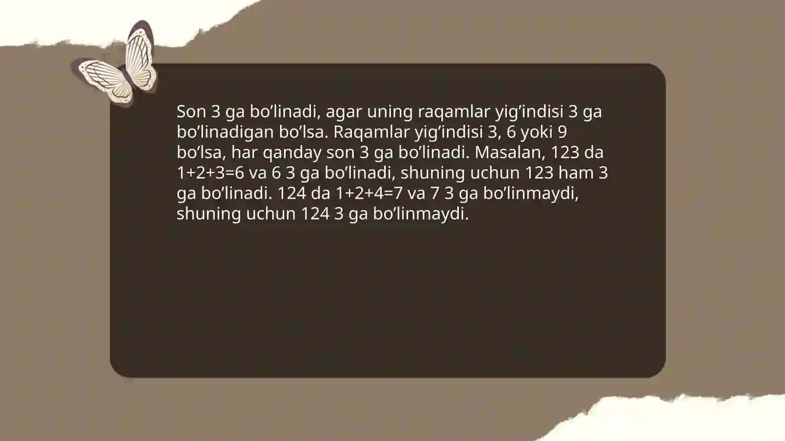 Sonni 3 ga bo’lish 3