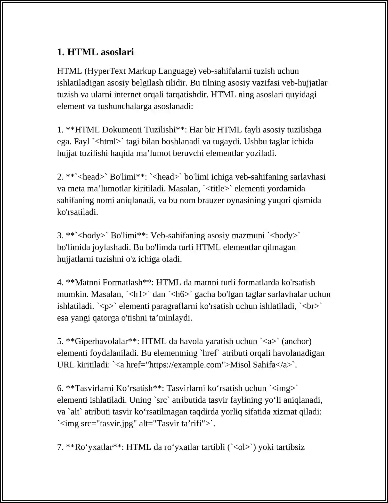 HTML ELEMNTLARI 3