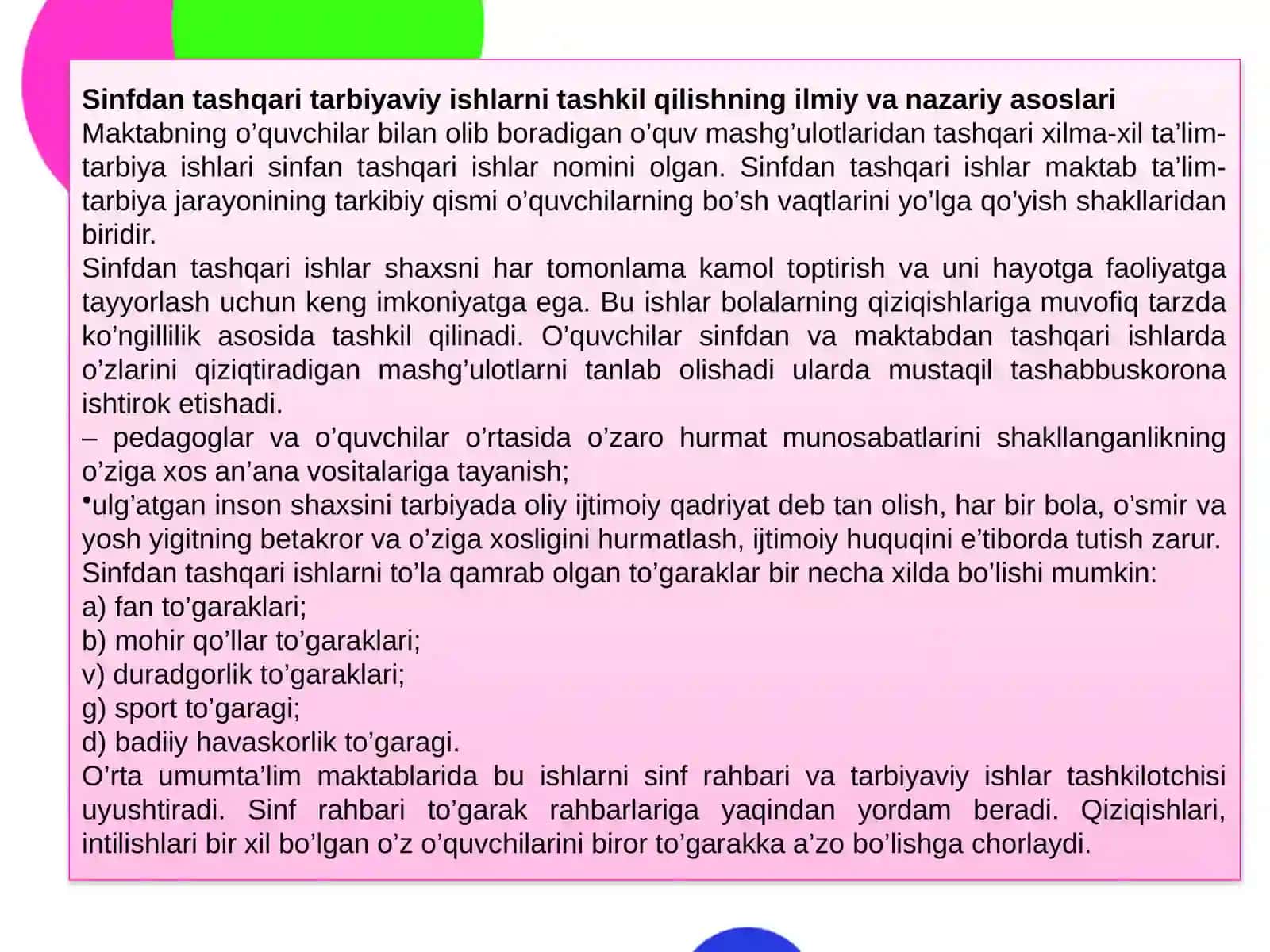 Sinfdan tashqari tarbiyaviy ishlar 3
