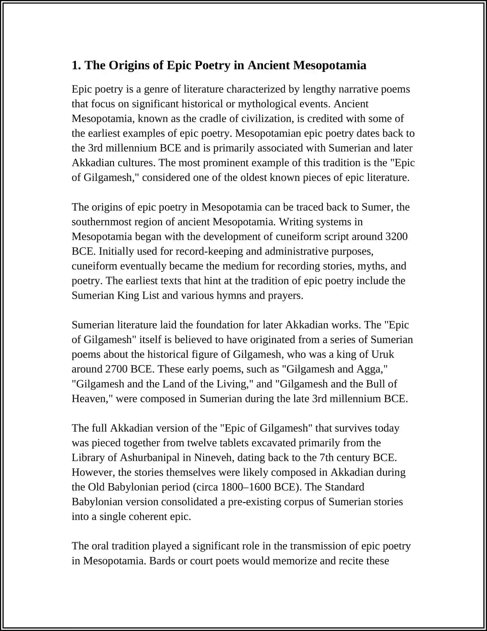 Evolution of Epic Poetry in Ancient Civilizations 3