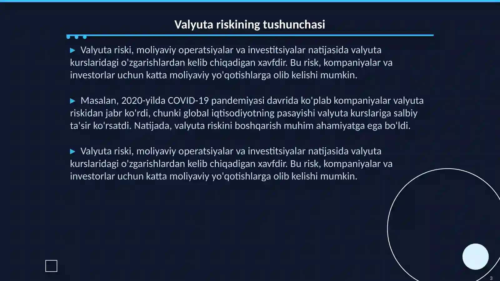 Valyuta riski va uni boshqarish usullari 3