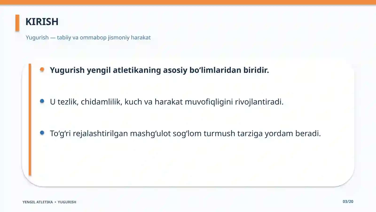 YENGIL ATLETIKA:YUGURISH 3