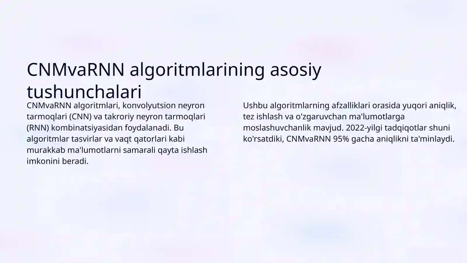 CNMvaRNN algoritmlari va CNN integratsiyasi 3
