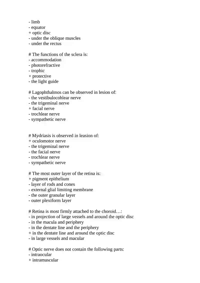 Ophthalmology Quiz 3