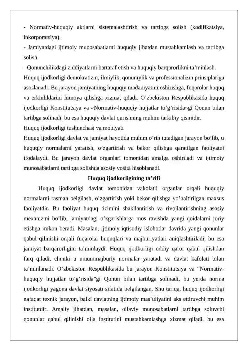 Huquq ijodkorligi tushunchasi, turlari va funksiyalari 3