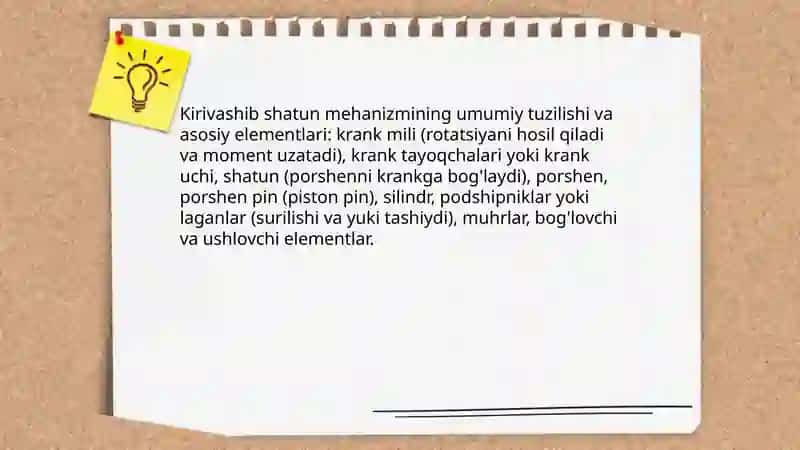 Kirivashib shatun mehanizimining tuzilishi 3