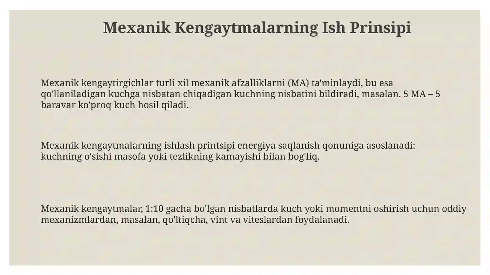 Mexanik uzatmalar 3