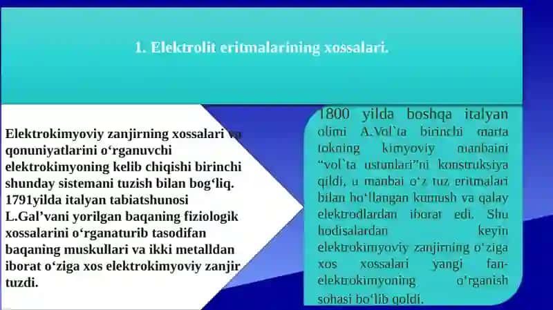 Elektrolit eritmalarining elektr o‘tkazuvchanligi 3