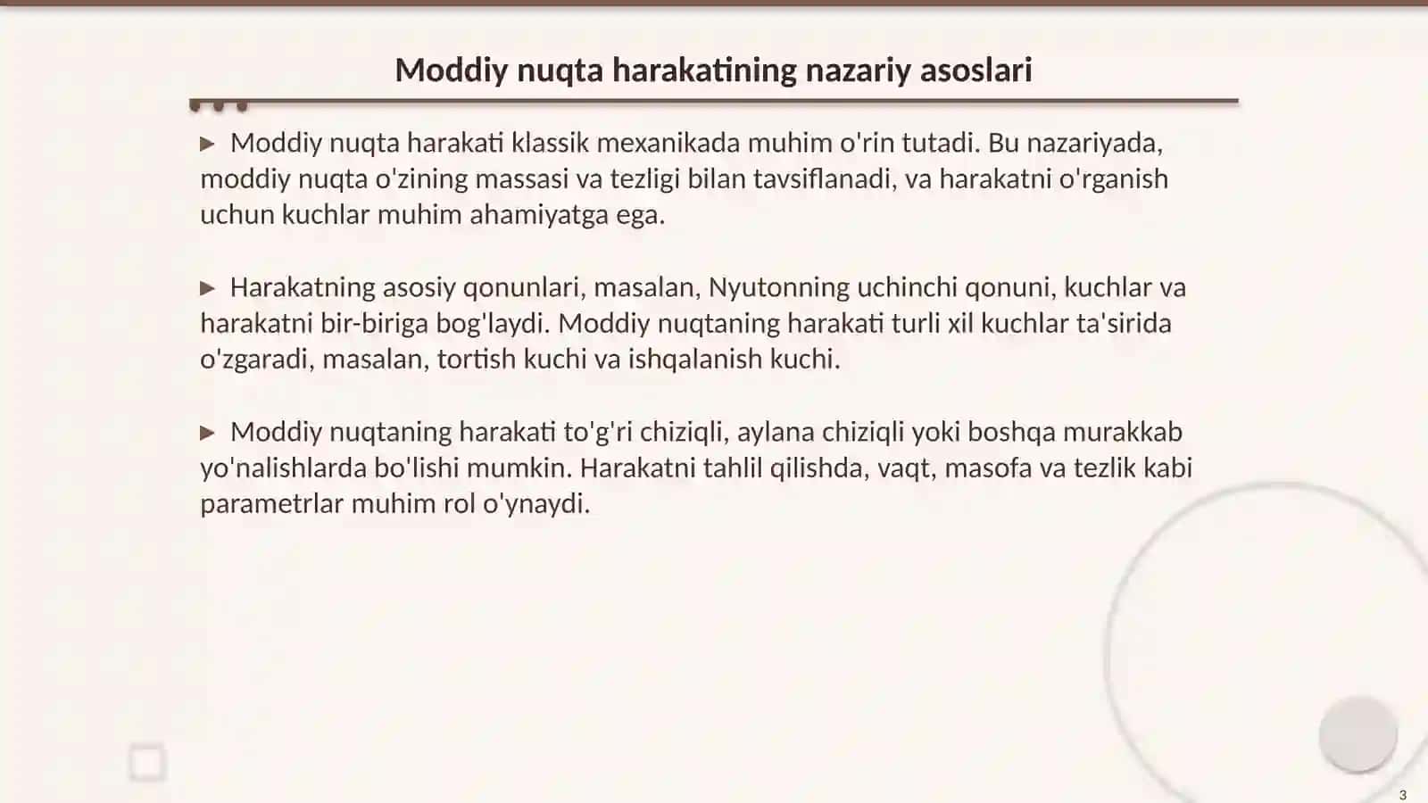 Moddiy nuqtaning harakati 3