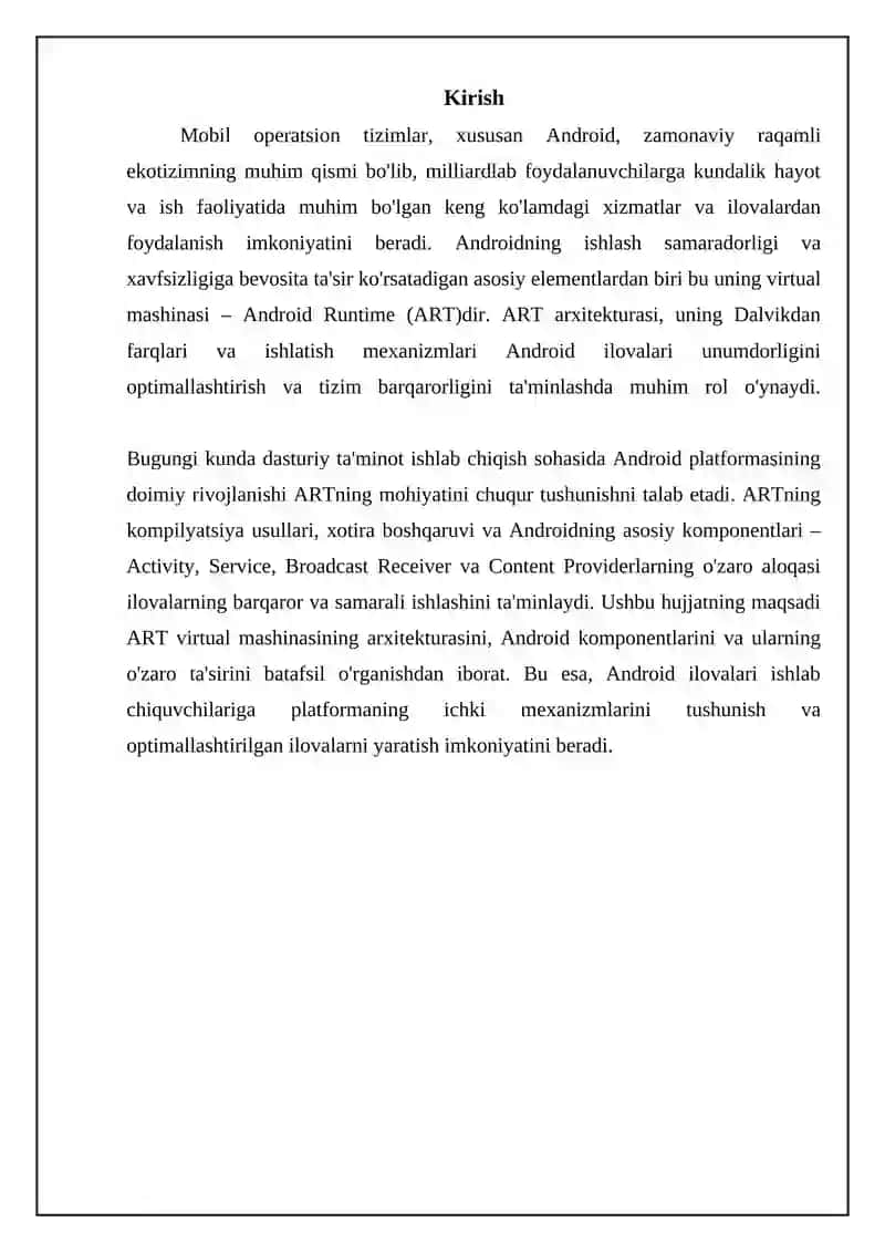 Android operatsion tizimi va ART virtual mashinasi 3
