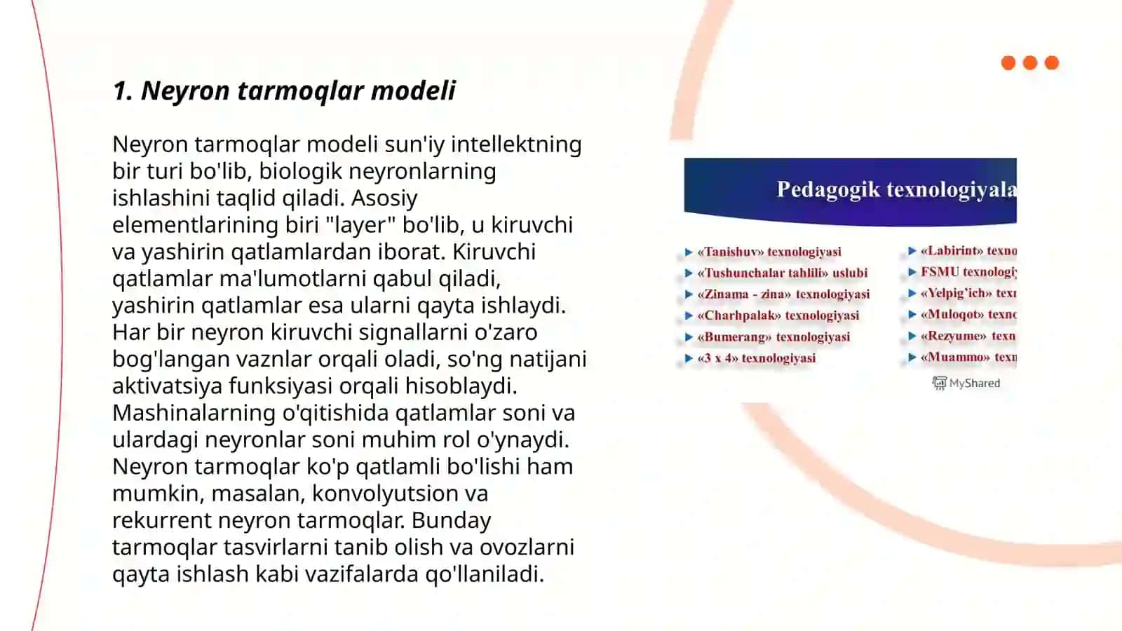 Neyron tarmoqlar modeli 3