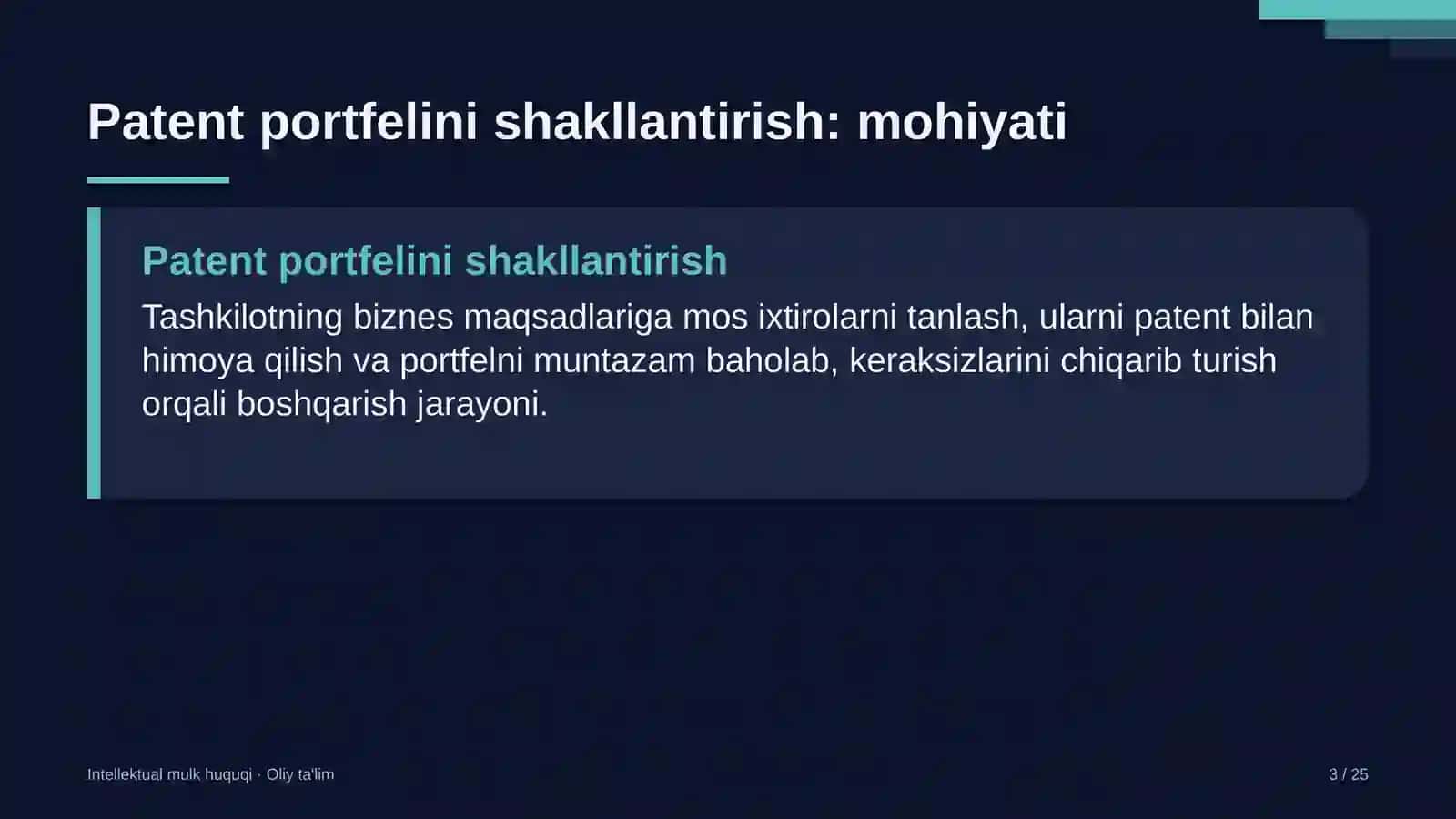 Choyxonalarda patent portfelini shakllantirish 3