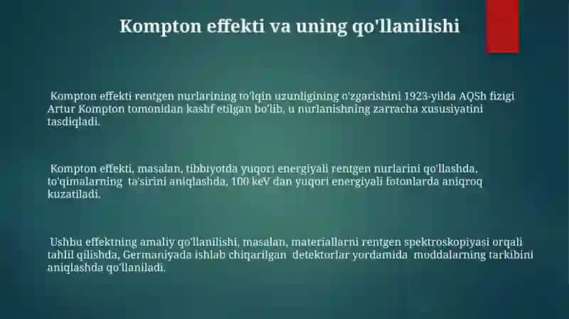 Kompton effekti.Optik priometriya 3