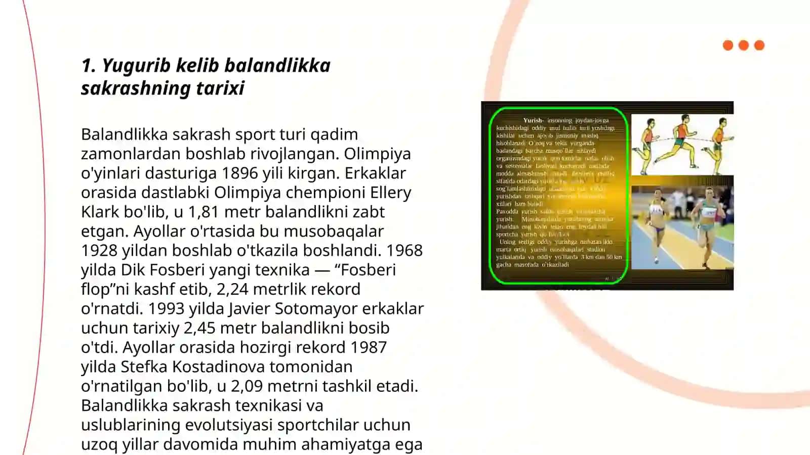Yengil atletika: Yugurib kelib balandlikka sakrash texnikasini oʻrgatish 3