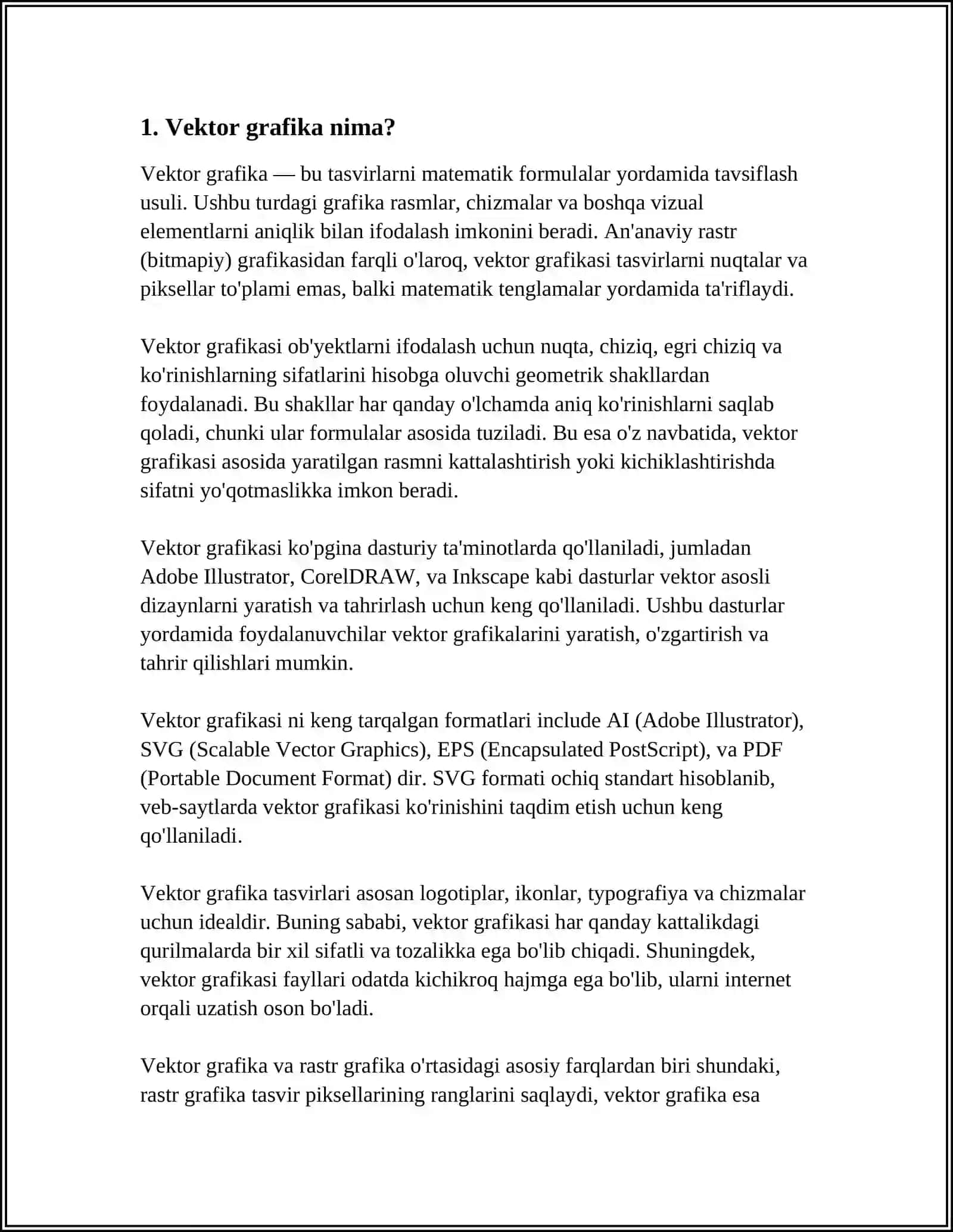 VEKTOR GRAFIKA. VEKTOR GRAFIK DASTURLARI 3