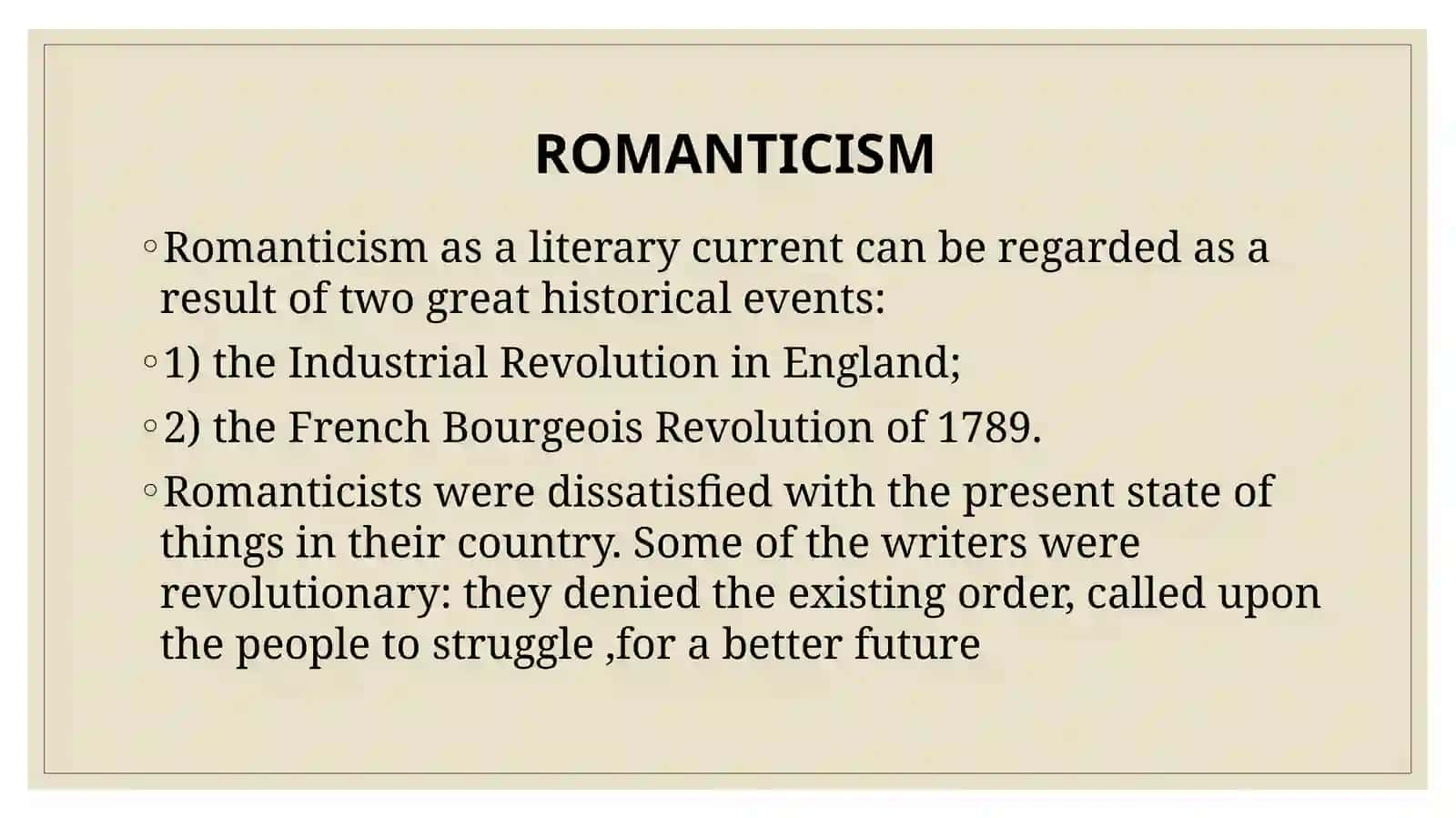Romanticism in English Literature: Prose 3