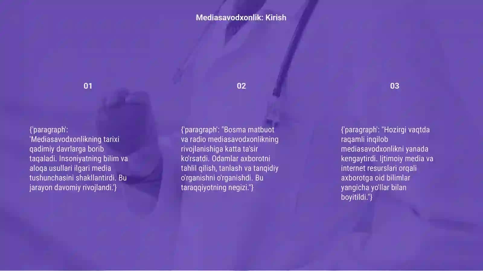 Mediasavodxonlik tarixi 3