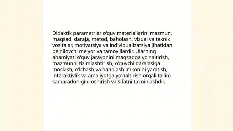 O'quv materiallarni shakllashtirishning didaktik parametrlari 3