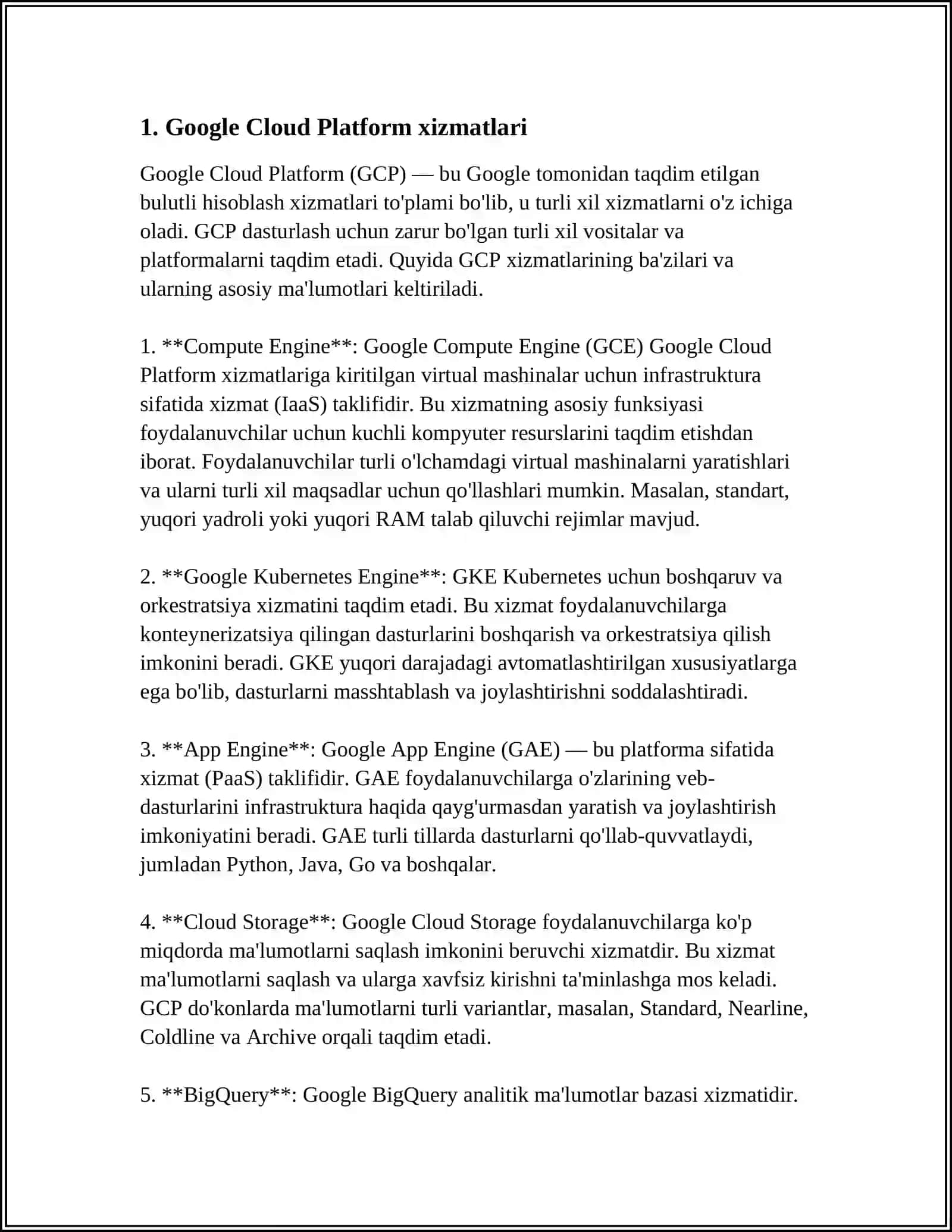 GOOGLE KOMPANIYASINING BULUTLI XIZMATLARI 3