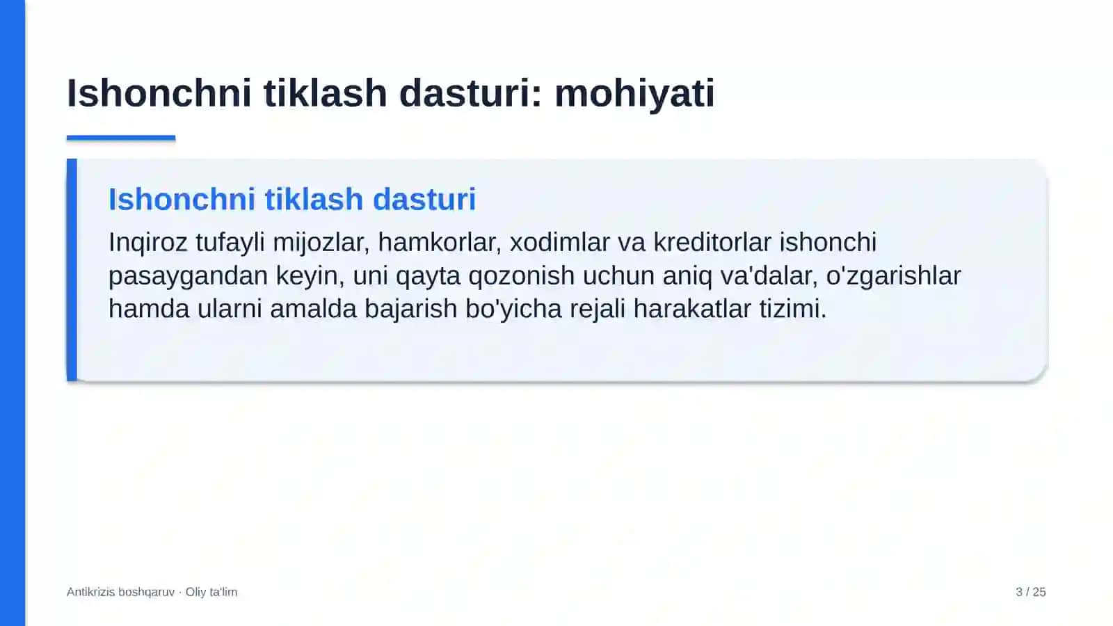 Antikrizis boshqaruv · Oliy ta'lim 3