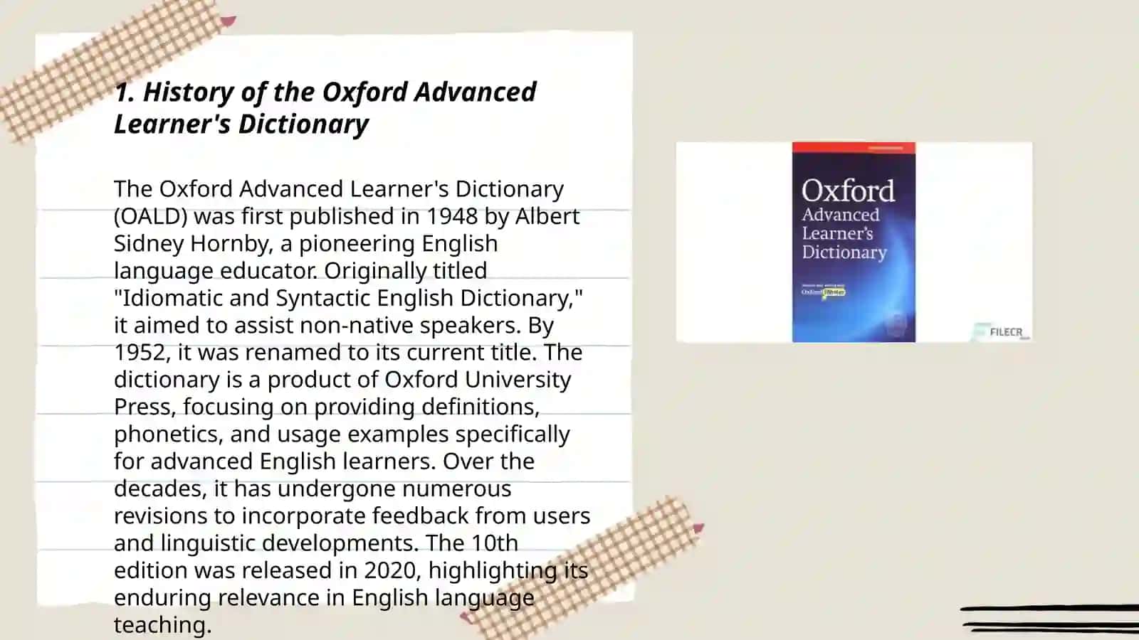Presentation about Oxford advanced learner's dictionary 3