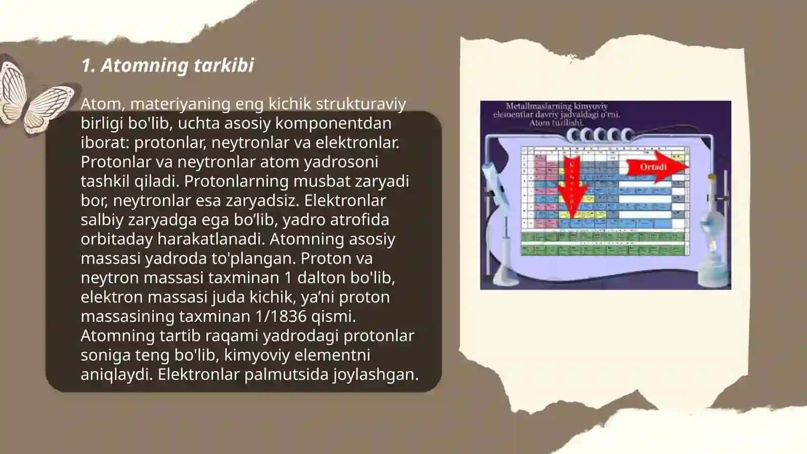 Atom. Atomlarning davriy va davriy boʻlmagan xossalari 3