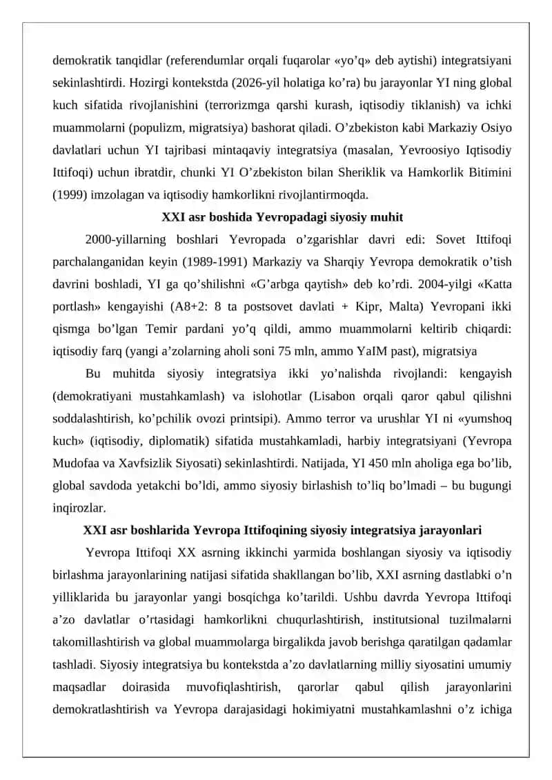 Yevropa Ittifoqining siyosiy integratsiya jarayonlari 3