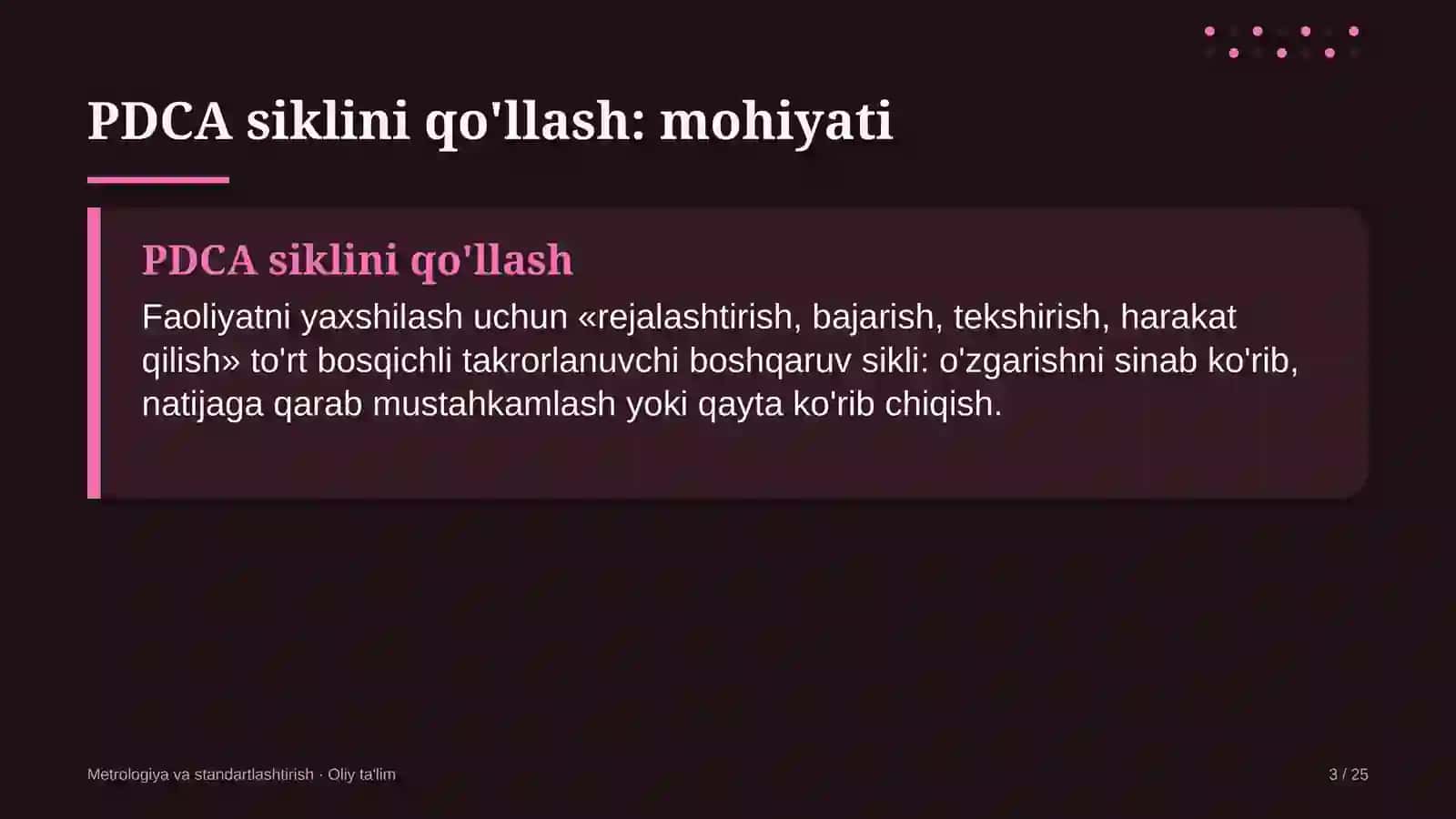 Chinni-fayans sanoatida PDCA siklini qo'llash 3